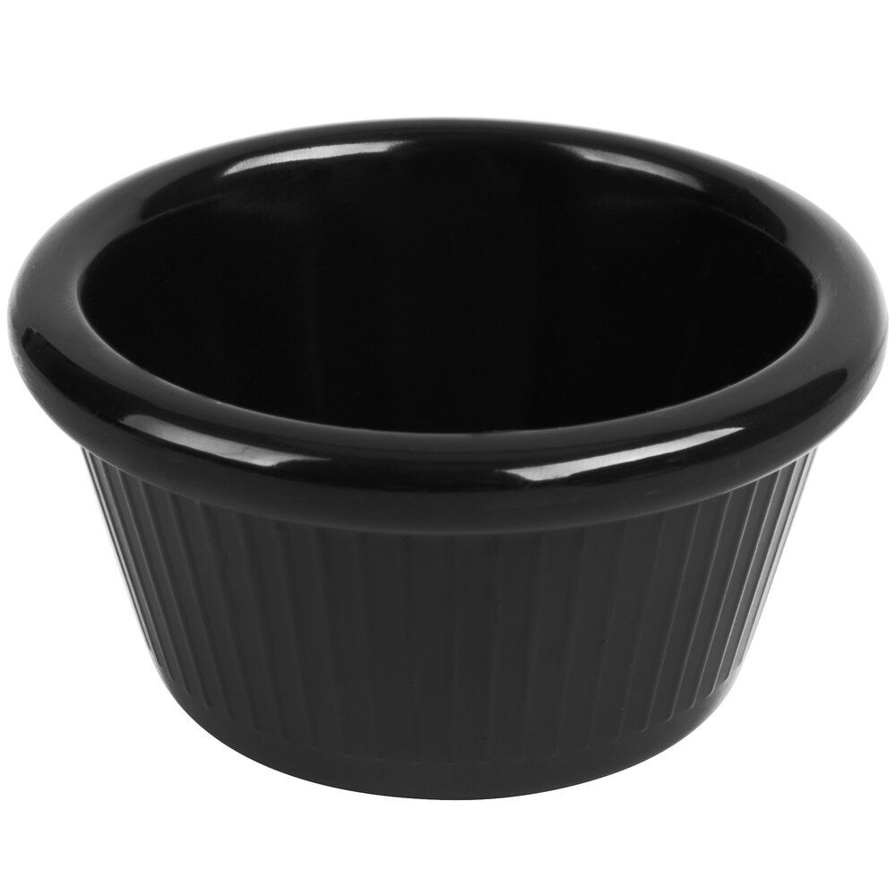 Carlisle 2 oz. Black Fluted Melamine Ramekin - 48/Case
