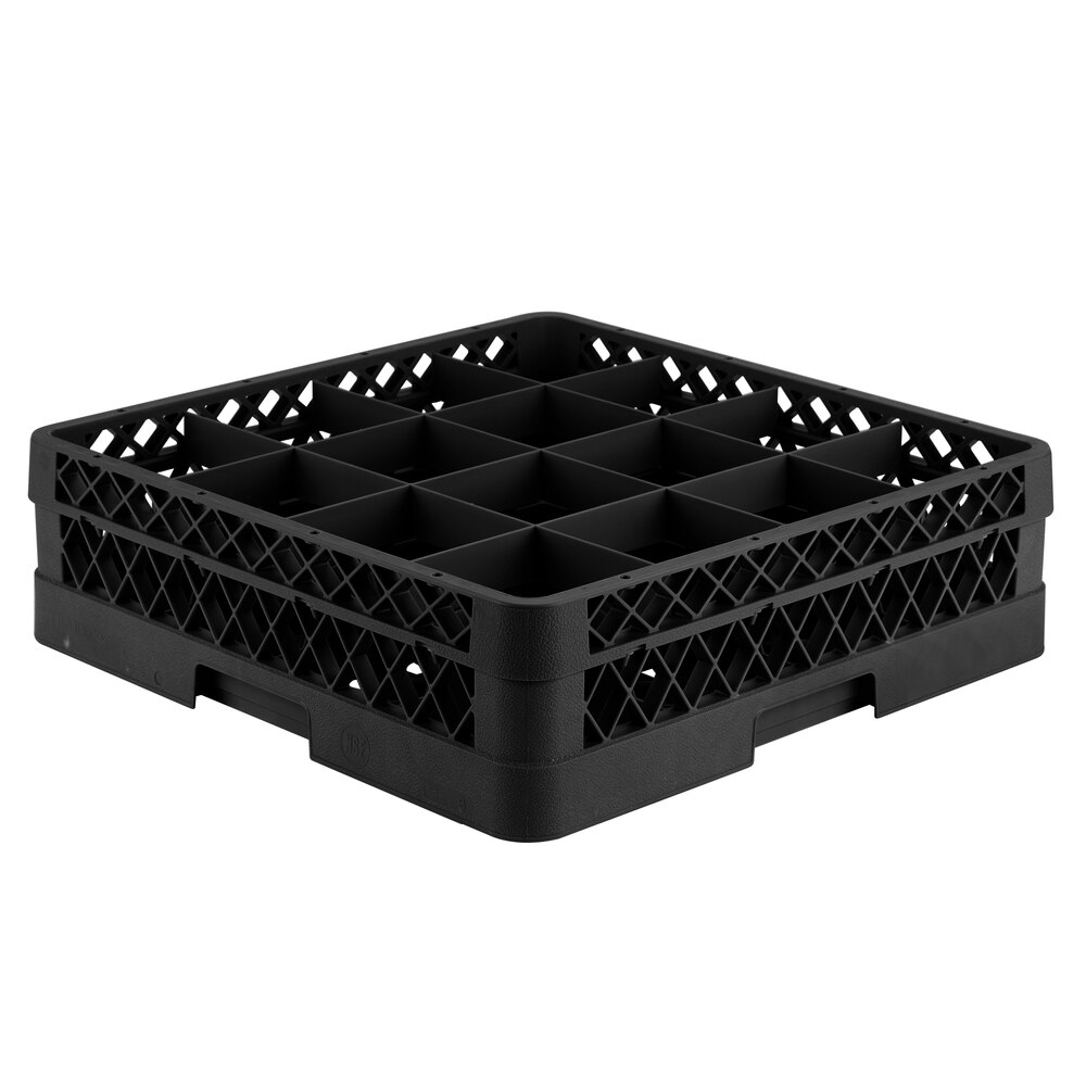 Vollrath TR8D Traex® Full-Size Black 16-Compartment 4 13/16" Glass Rack