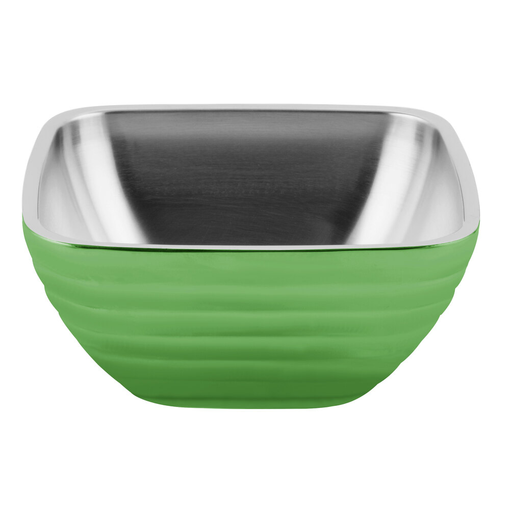Vollrath 4763235 Double Wall Square Beehive 1.8 Qt. Serving Bowl - Green Apple