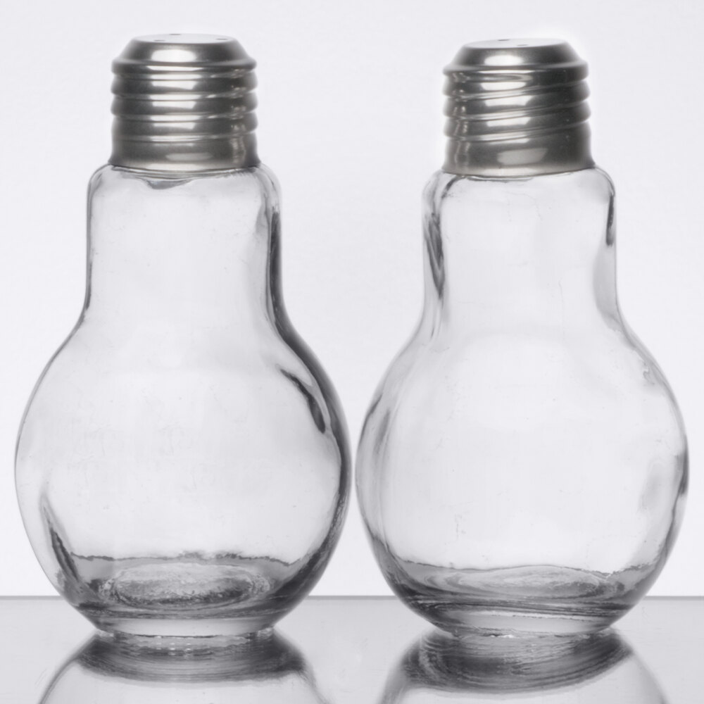 American Metalcraft SPLB7 4 oz. Glass Lightbulb Salt and Pepper Shaker Set - 12/Case