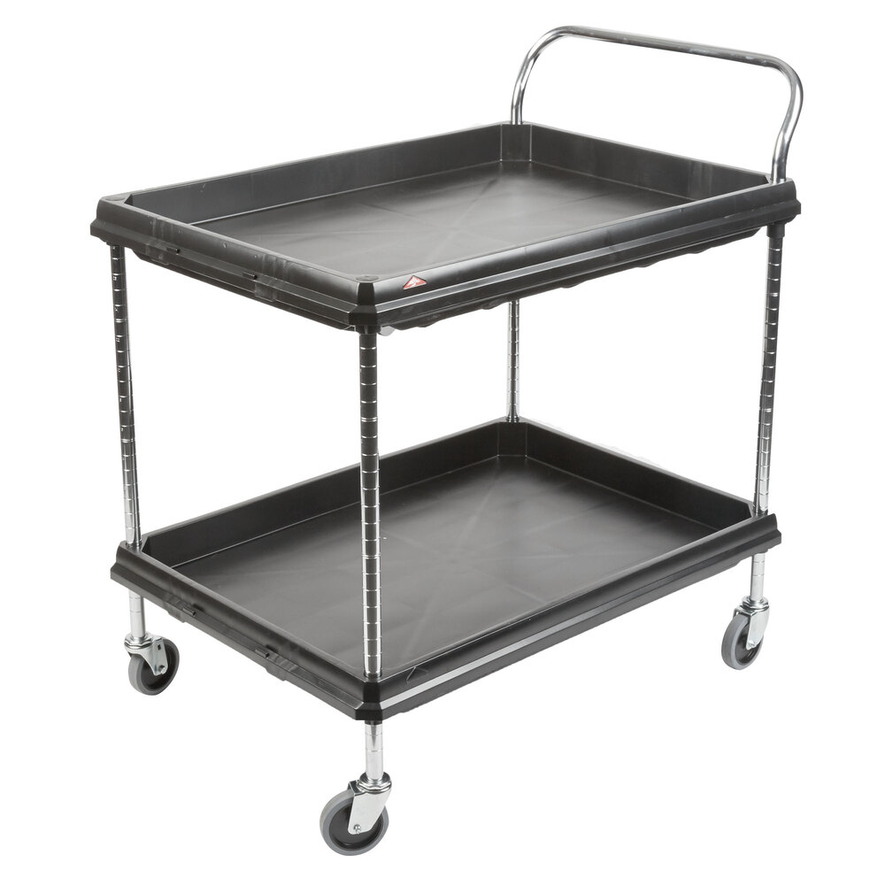 Metro BC2636-2DBL Black Utility Cart with Two Deep Ledge Shelves - 38 3/4" x 27"