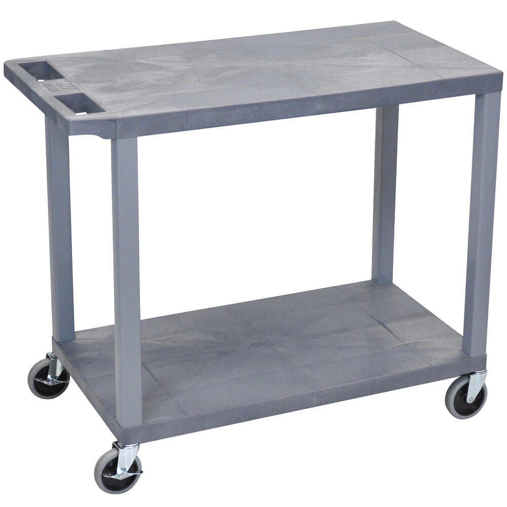 Luxor EC22-G Gray 2 Flat Shelf Utility Cart - 32" x 18"
