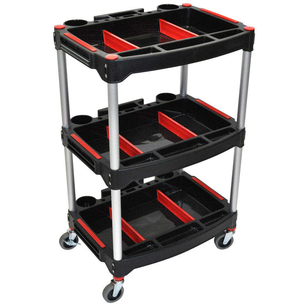 Luxor MC-3 Black 3 Shelf Mechanics Cart - 23" x 18"