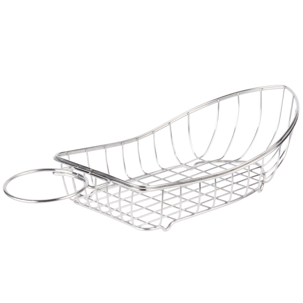 Clipper Mill by G.E.T. 4-80117 Stainless Steel Boat Basket with Condiment Holder - 13" x 5" x 2 3/4"