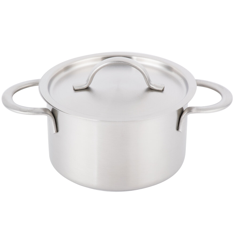 Clipper Mill by G.E.T. 4-80999 6 1/2" x 2 1/2" Stainless Steel Mini Bistro Serving Pot with Satin Finish and Lid