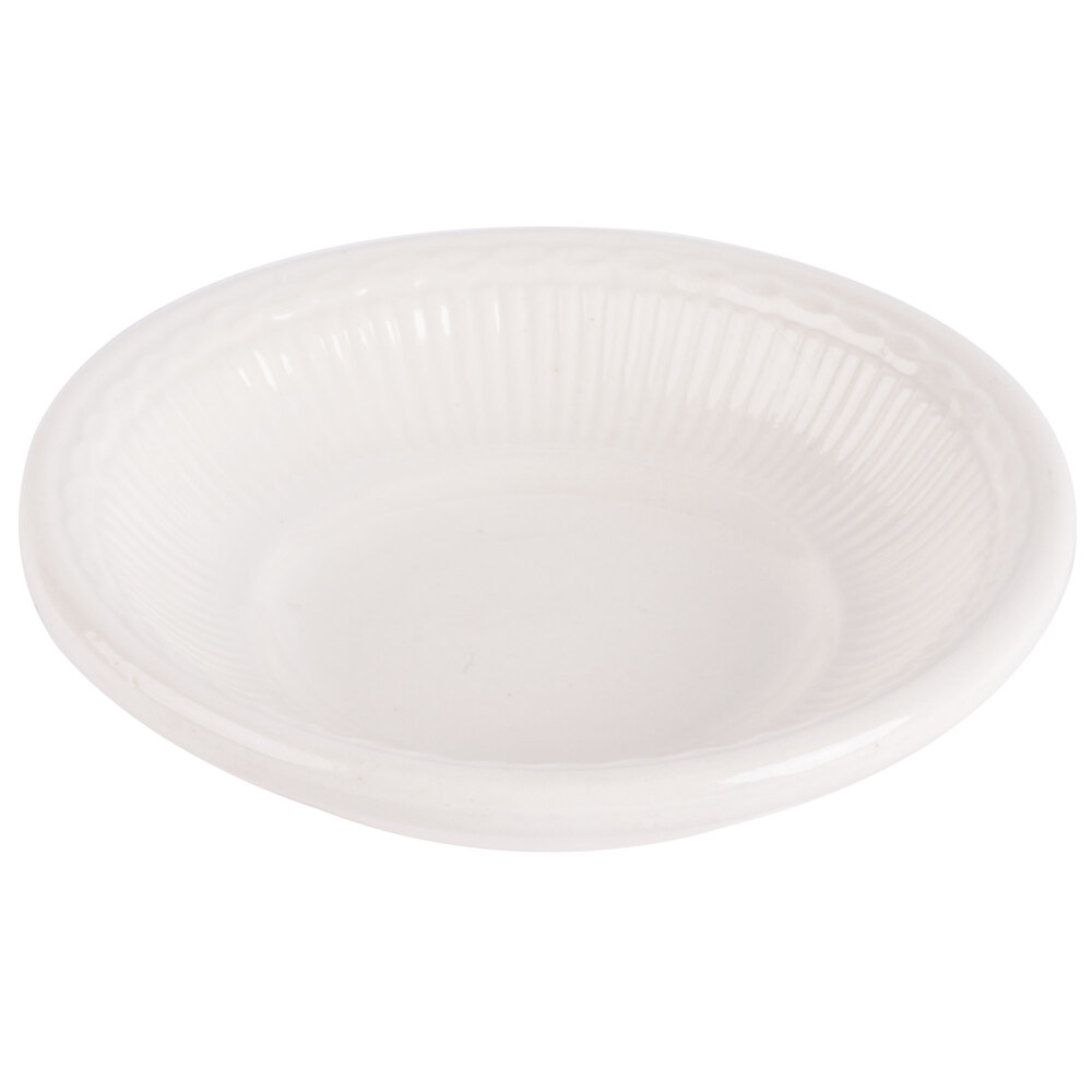 4.5 oz. Ivory (American White) Embossed Rim China Fruit / Monkey Dish - 36/Case