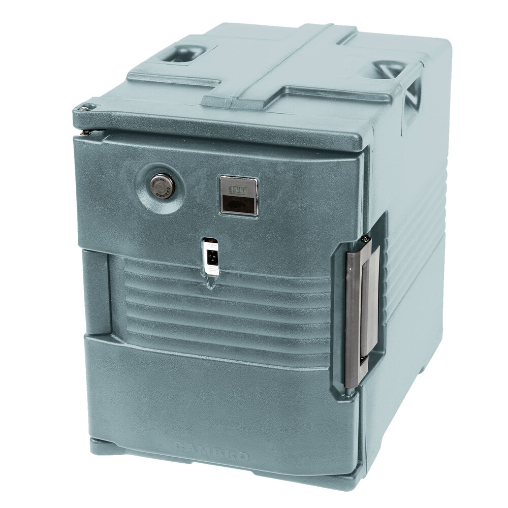 Cambro Ultra Pan Carrier® Slate Blue Front Loading Insulated Electric (110V, degrees F) Food Pan Carrier - 6 Full-Size Pan Max Capacity