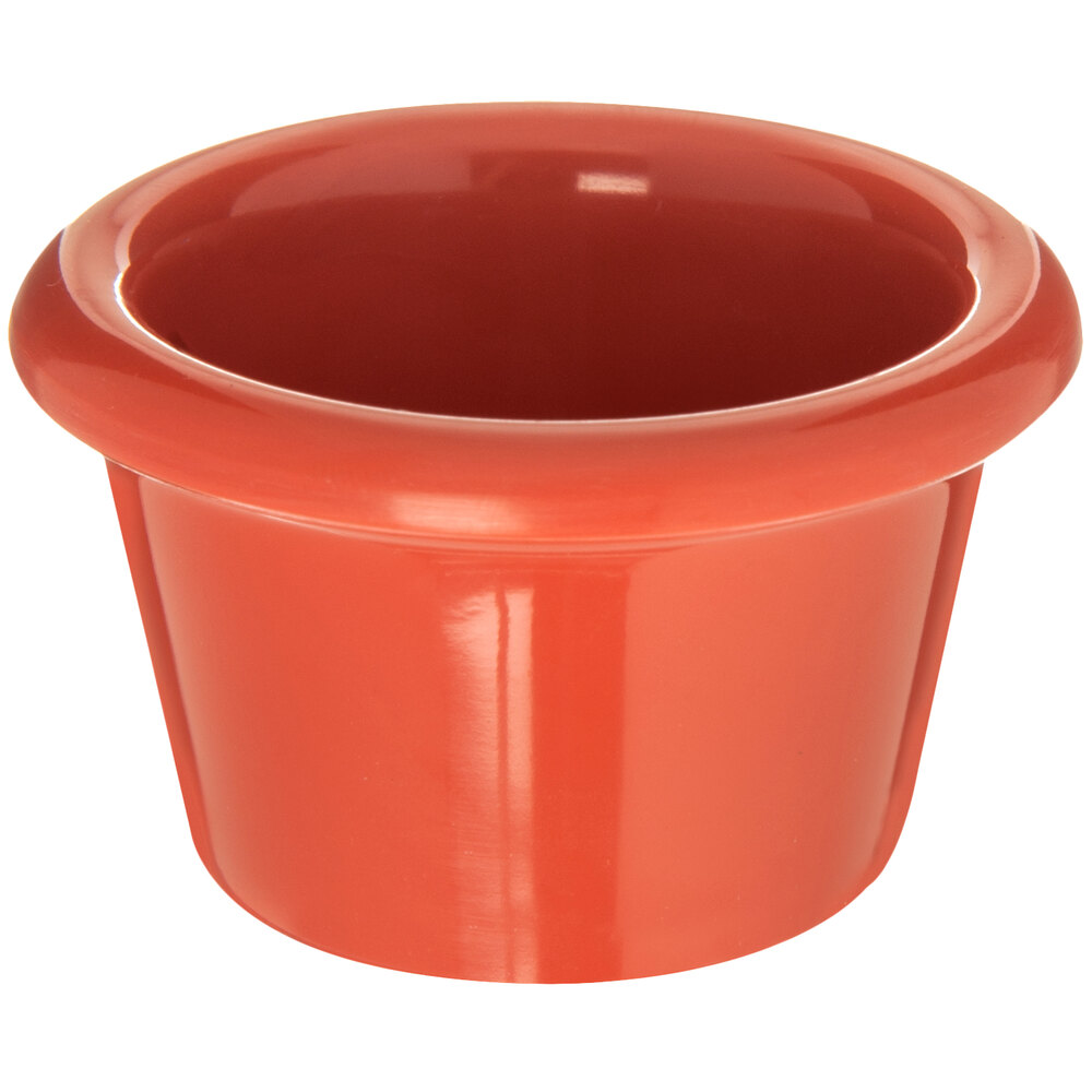 Carlisle S27552 1.5 oz. Sunset Orange Smooth Melamine Ramekin - 48/Case