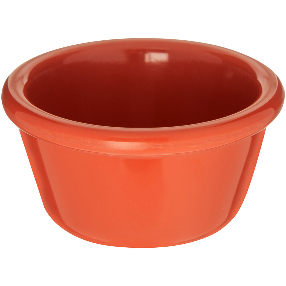 Carlisle 4 oz. Sunset Orange Smooth Melamine Ramekin - 48/Case