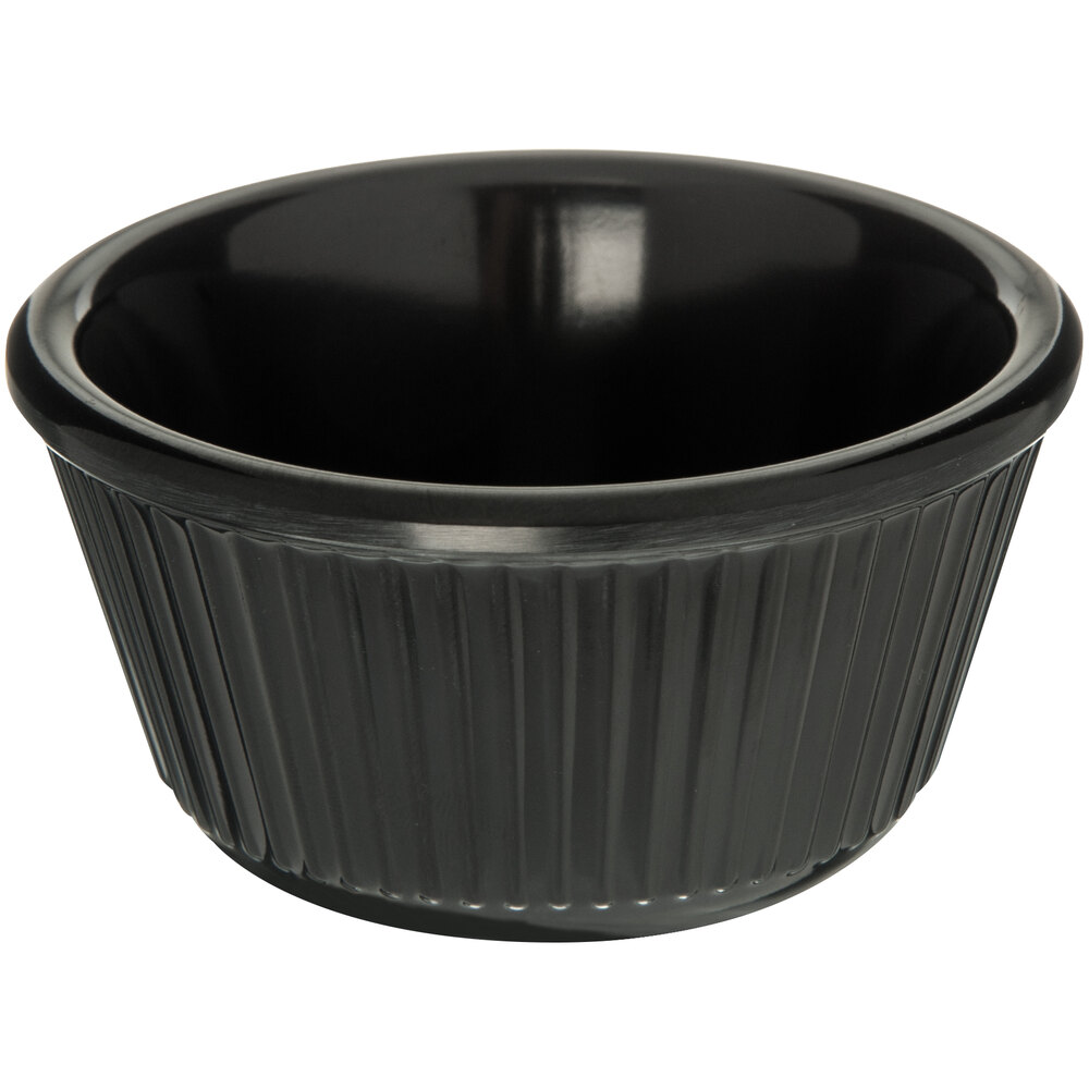 Carlisle 4 oz. Black Fluted Melamine Ramekin - 48/Case