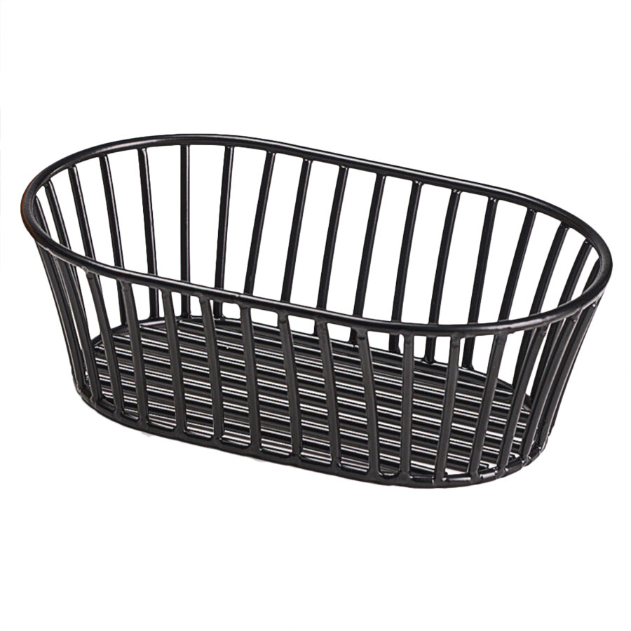 Clipper Mill by G.E.T. 4-31892 8 1/2" x 5 1/2" Black Iron Powder Coated Short Oval Tuscan Basket