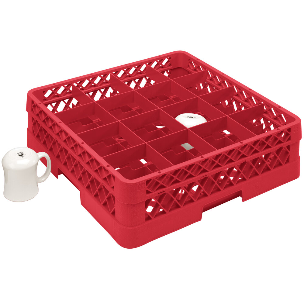 Vollrath TR4DDD Traex® Full-Size Red 16-Compartment 7 7/8" Cup Rack