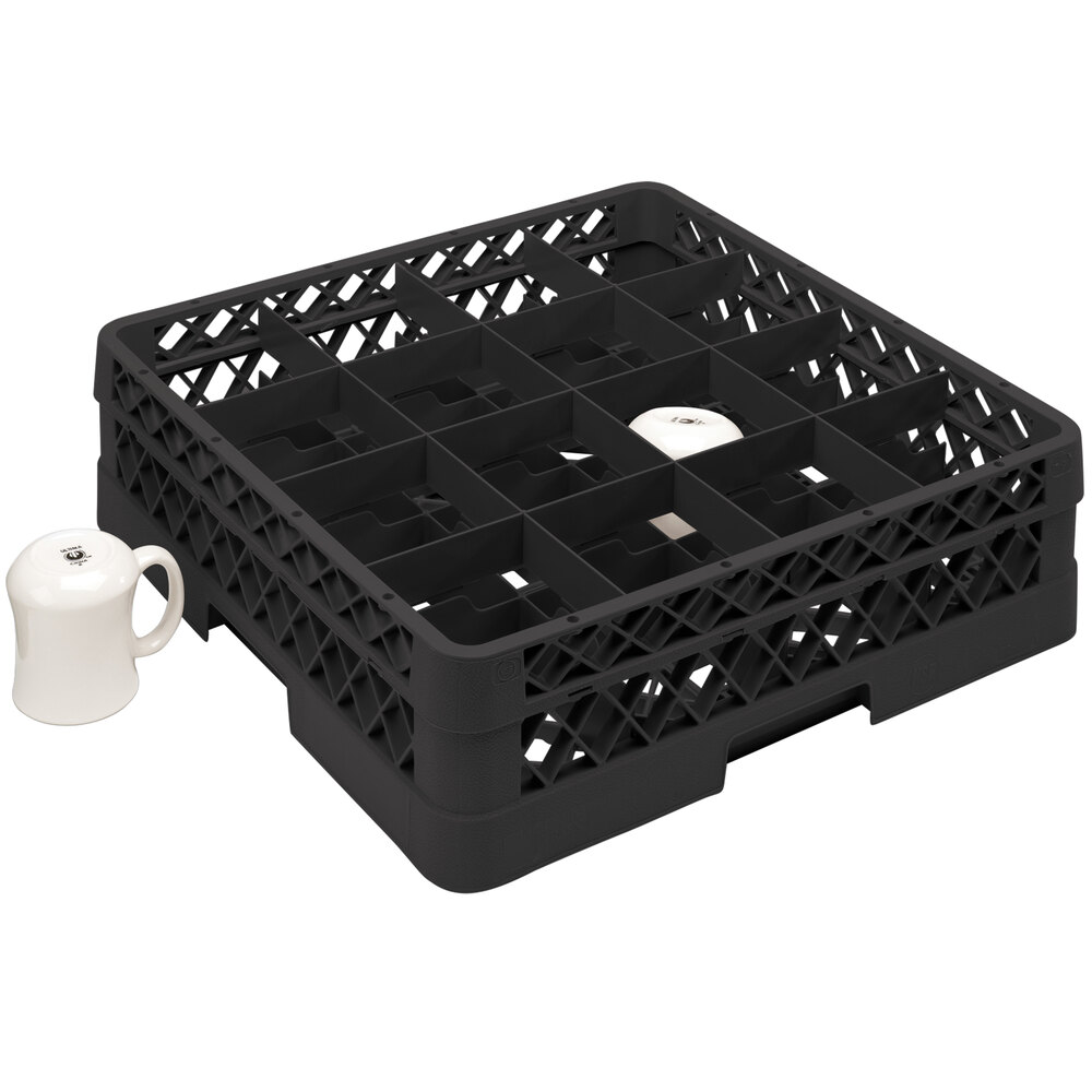 Vollrath TR4DDDD Traex® Full-Size Black 16-Compartment 9 7/16" Cup Rack