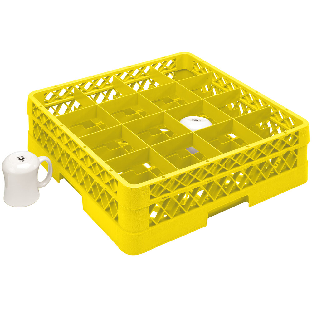 Vollrath TR4DDDD Traex® Full-Size Yellow 16-Compartment 9 7/16" Cup Rack