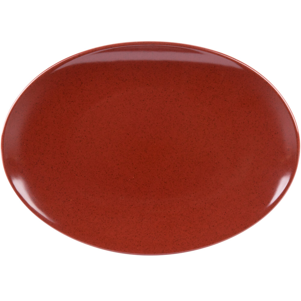 GET OP-1518-CHI Osslo 15" x 11" Chili Flare Oval Melamine Platter - 6/Case