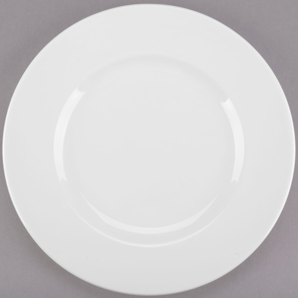 Libbey Slenda 9" Round Royal Rideau White Wide Rim Footed Porcelain Plate - 12/Case
