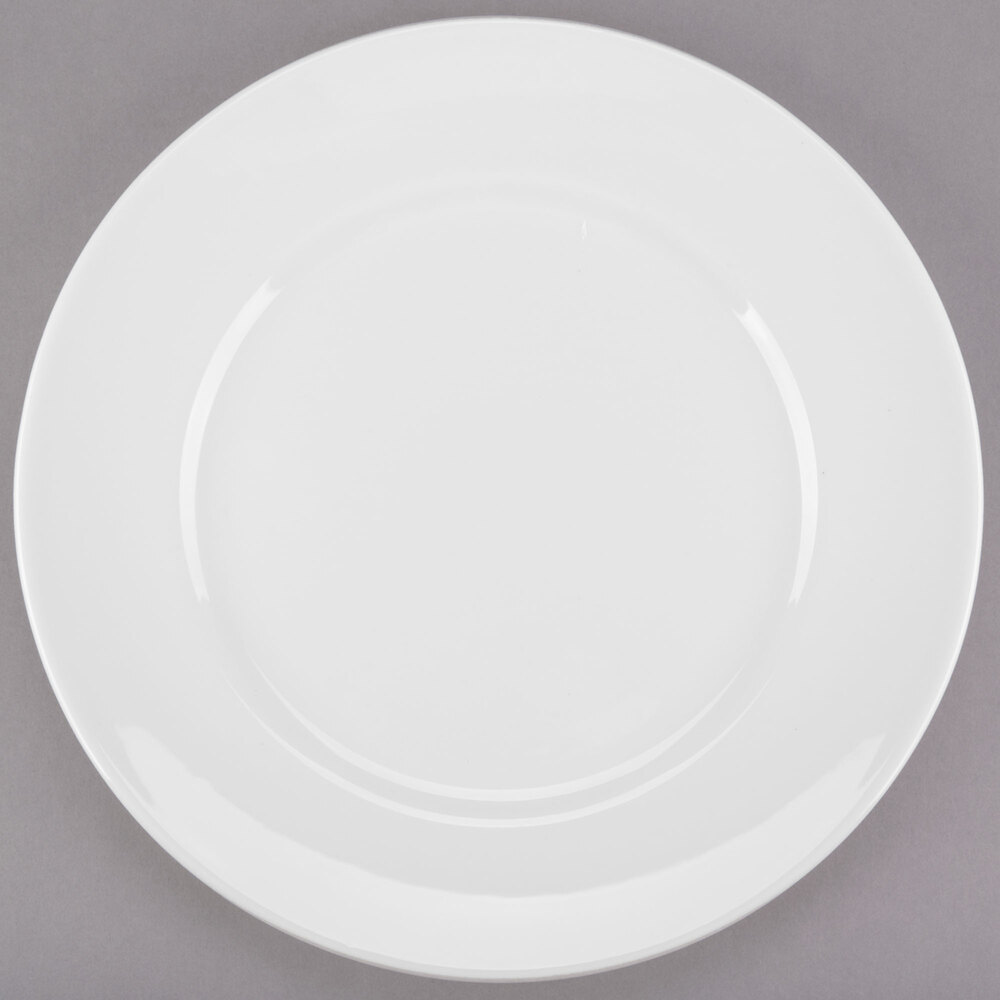 Libbey Slenda 10" Round Royal Rideau White Wide Rim Footed Porcelain Plate - 12/Case