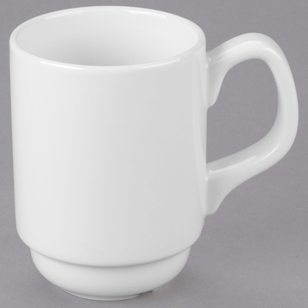 Libbey Slenda 8 oz. Royal Rideau White Stacking Porcelain Mug - 36/Case