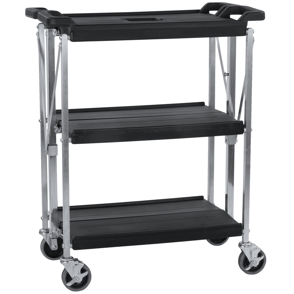 Carlisle SBC152103 Fold 'N Go 15" x 21" Black Folding Utility Cart