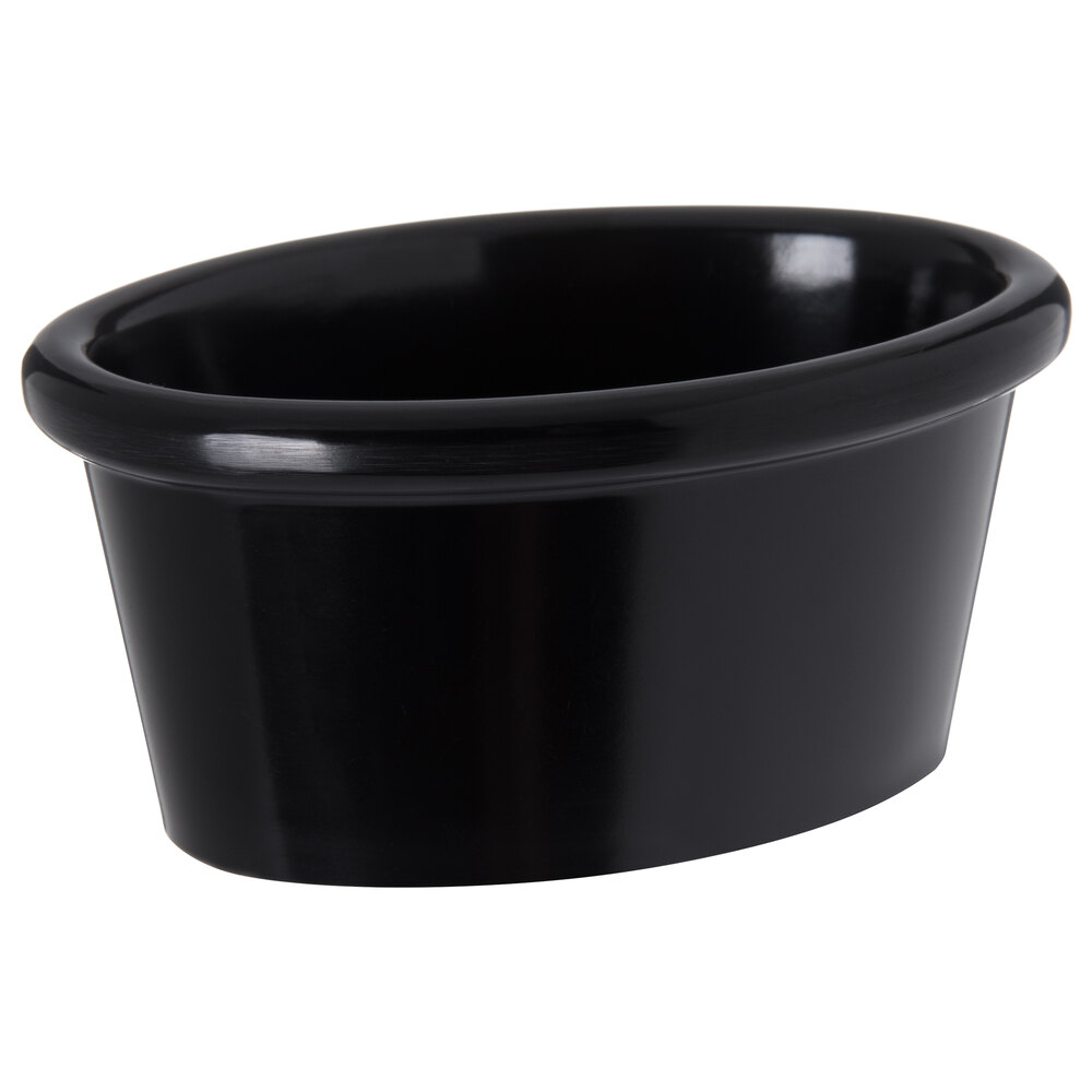 Carlisle S31003 2 oz. Smooth Black Oval Melamine Ramekin - 48/Case