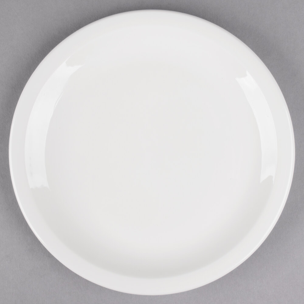 Libbey Slenda 8 3/8" Round Royal Rideau White Narrow Rim Footed Porcelain Plate - 12/Case