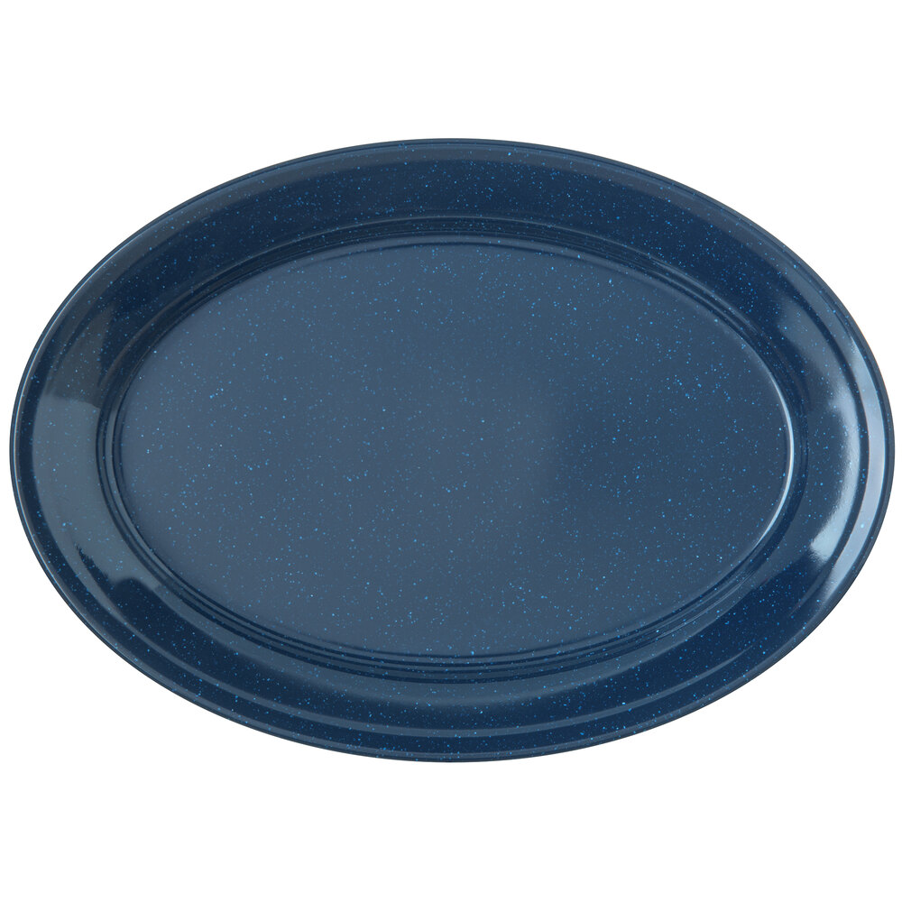 Carlisle 4356035 Dallas Ware 12" x 8 1/2" Cafe Blue Oval Platter - 24/Case