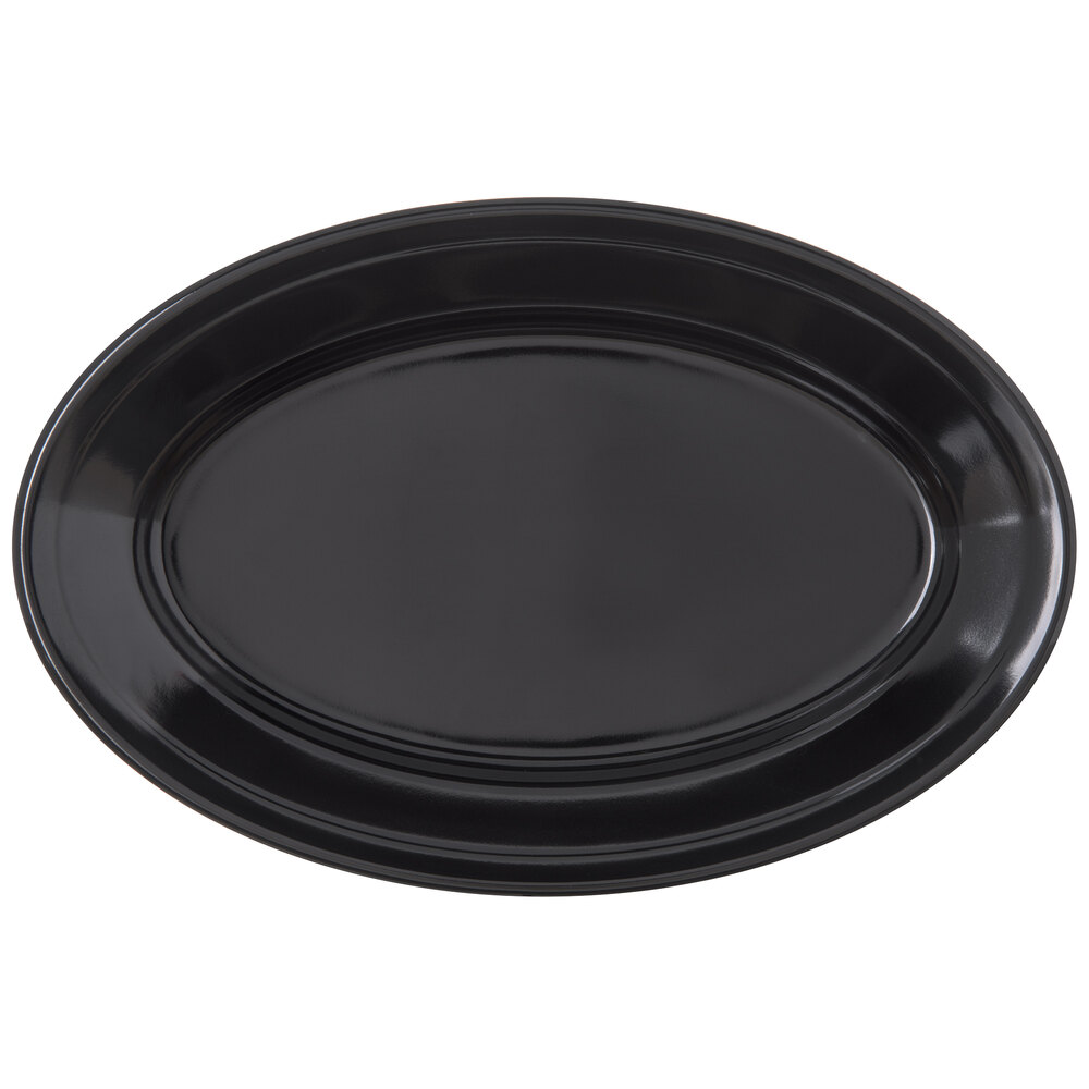 Carlisle 4356303 Dallas Ware 9 1/4" x 6 1/4" Black Oval Platter - 24/Case