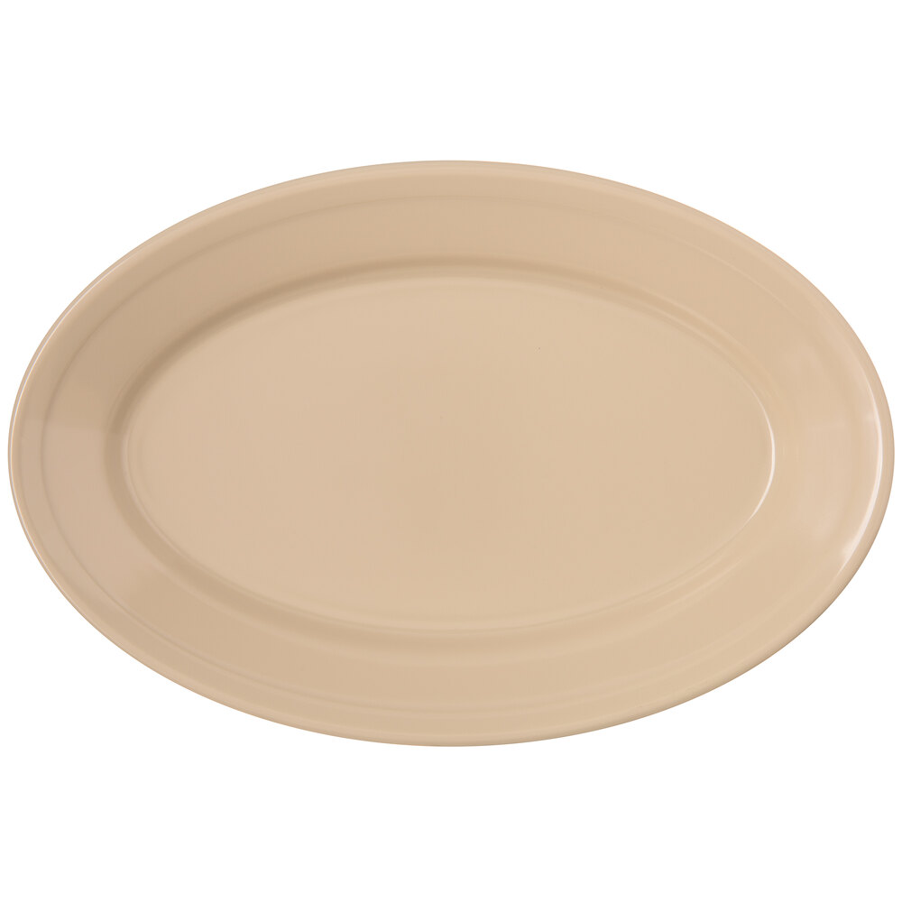 Carlisle 4356325 Dallas Ware 9 1/4" x 6 1/4" Tan Oval Platter - 24/Case