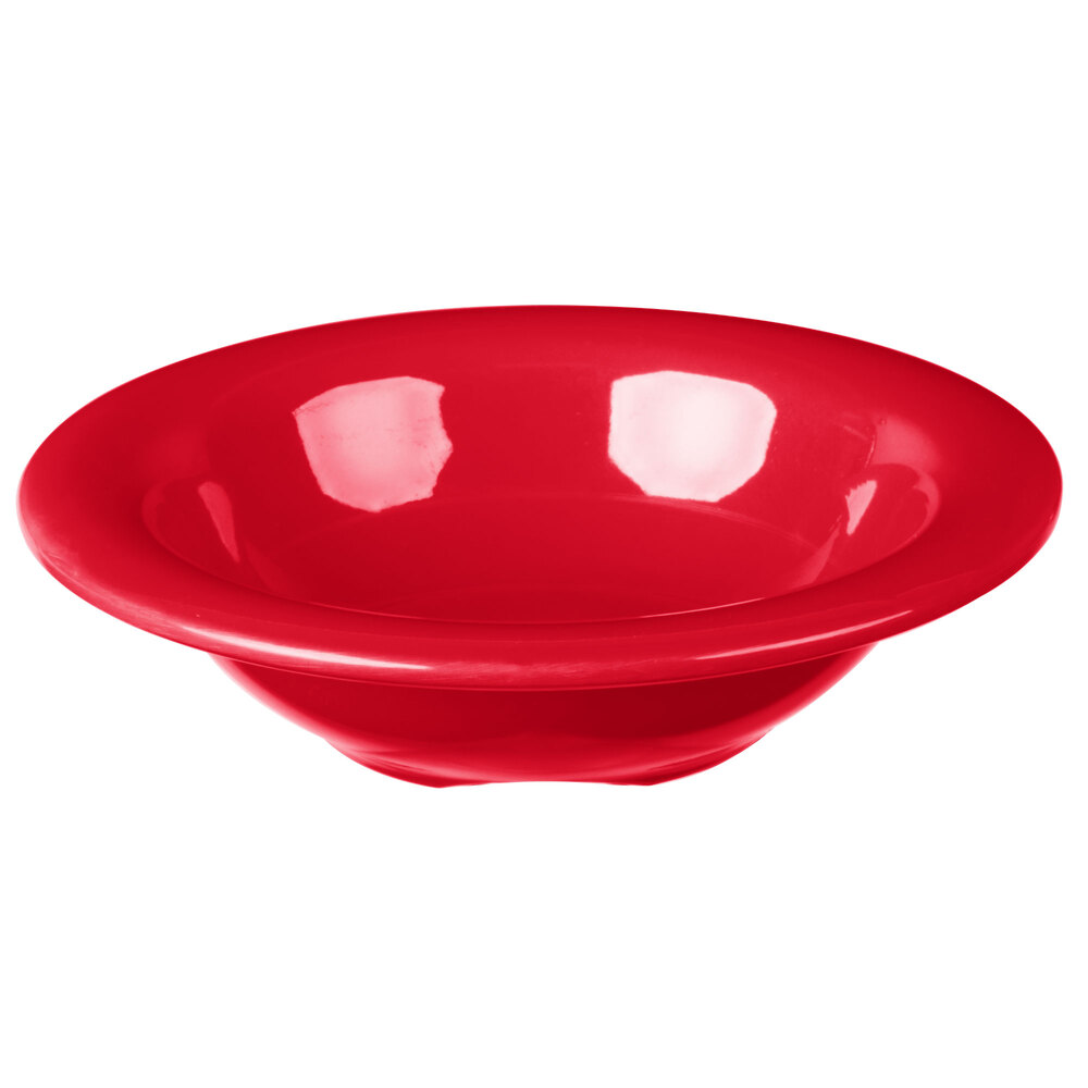 Carlisle 3304205 Sierrus 4.5 oz. 4 3/4" Red Rimmed Melamine Fruit Bowl - 48/Case