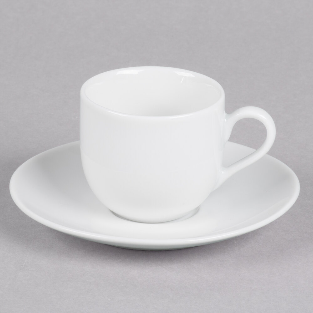 10 Strawberry Street RB0011 Classic White 3 oz. White Porcelain Ballet Espresso Cup with Saucer - 24/Case