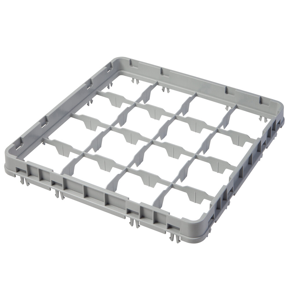 Cambro 16E2151 Camrack 16 Compartment Soft Gray Half Drop Full Size Camrack Extender - 19 5/8" x 19 5/8" x 2"