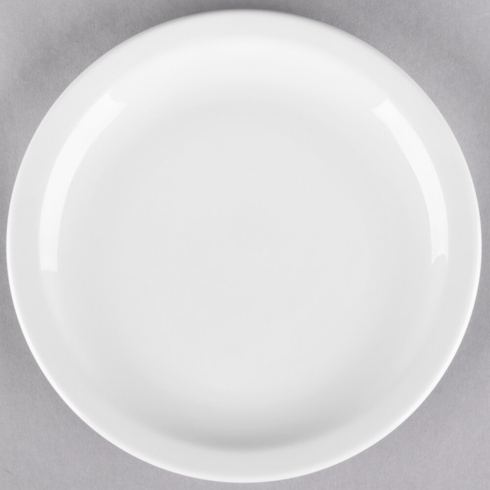 Libbey Slenda 9" Round Royal Rideau White Narrow Rim Footed Porcelain Plate - 12/Case