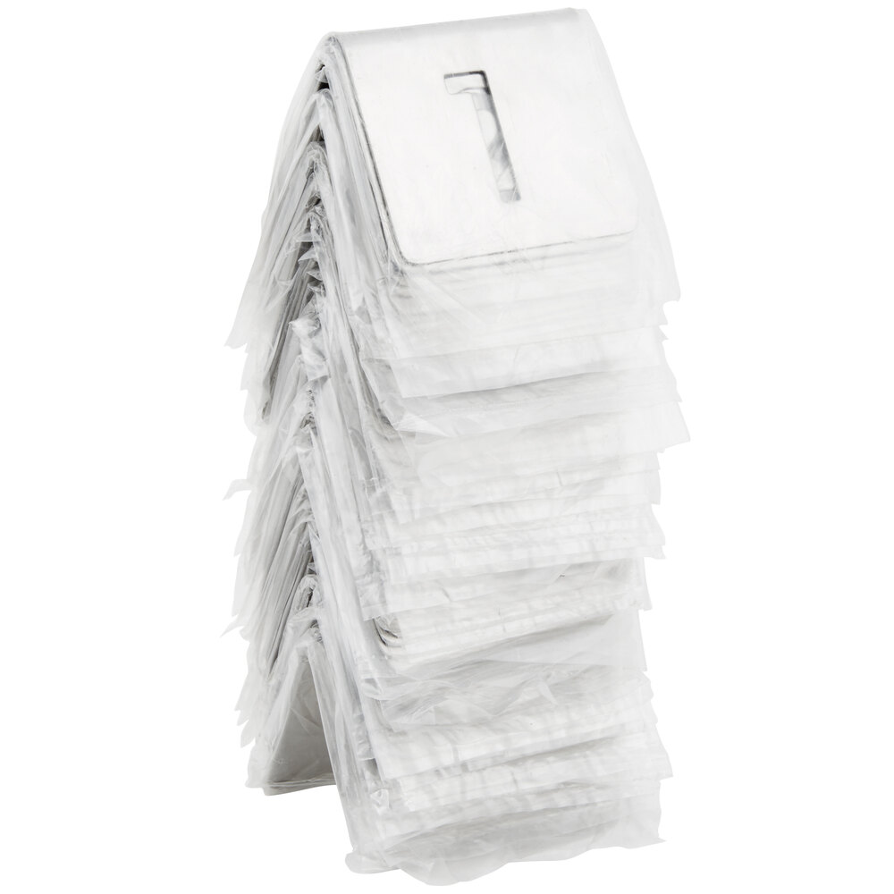 Tablecraft TC150 2 1/2" Stainless Steel Cut-Out Number Table Tents - 1 to 50