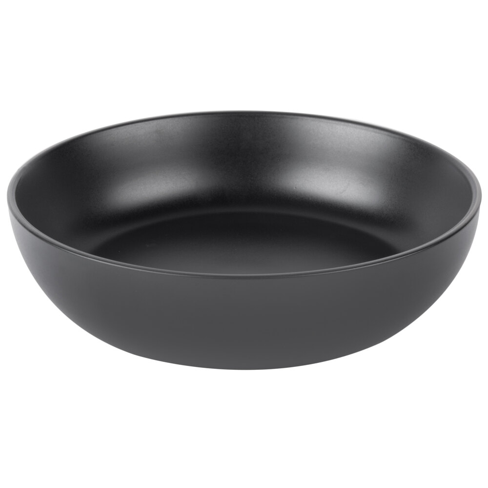 10 Strawberry Street WM-6-BLK Wazee Matte 48 oz. Round Black Stoneware Serving Bowl - 2/Case