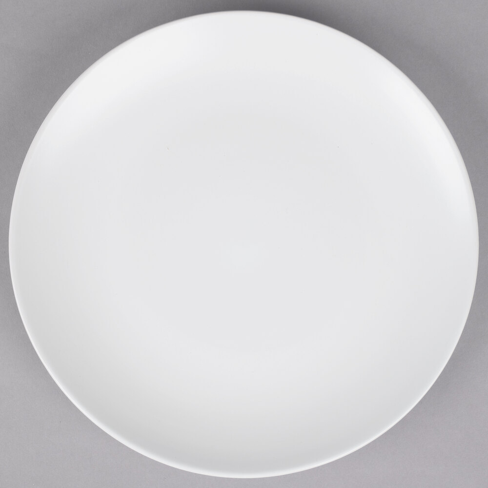 10 Strawberry Street WM-1-WHT Wazee Matte 10 1/2" Round White Stoneware Dinner Plate - 6/Case
