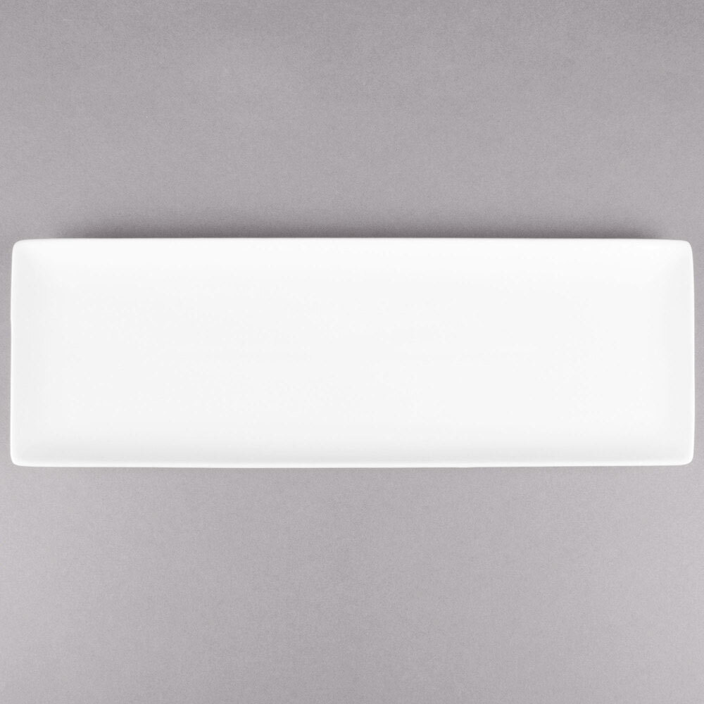 Libbey Slate 16 1/4" x 5 1/2" Ultra Bright White Coupe Rectangular Porcelain Tray - 12/Case