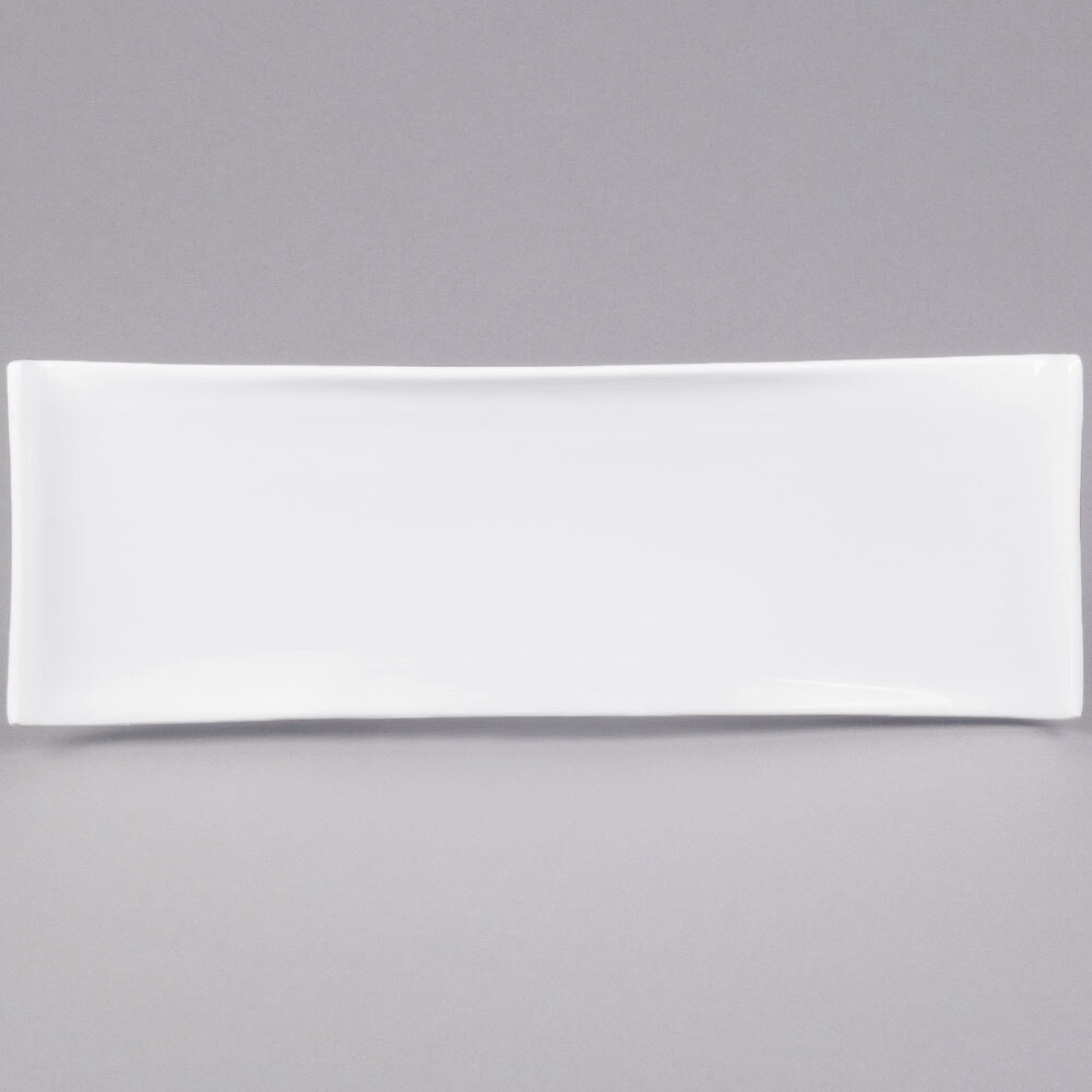 American Metalcraft Prestige WLD13 13 1/2" x 4 1/2" Curved Edge Porcelain Serving Platter
