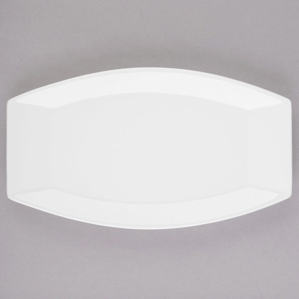 Libbey Slenda 12" x 6 3/4" Rectangular Royal Rideau White Porcelain Serving Tray - 12/Case