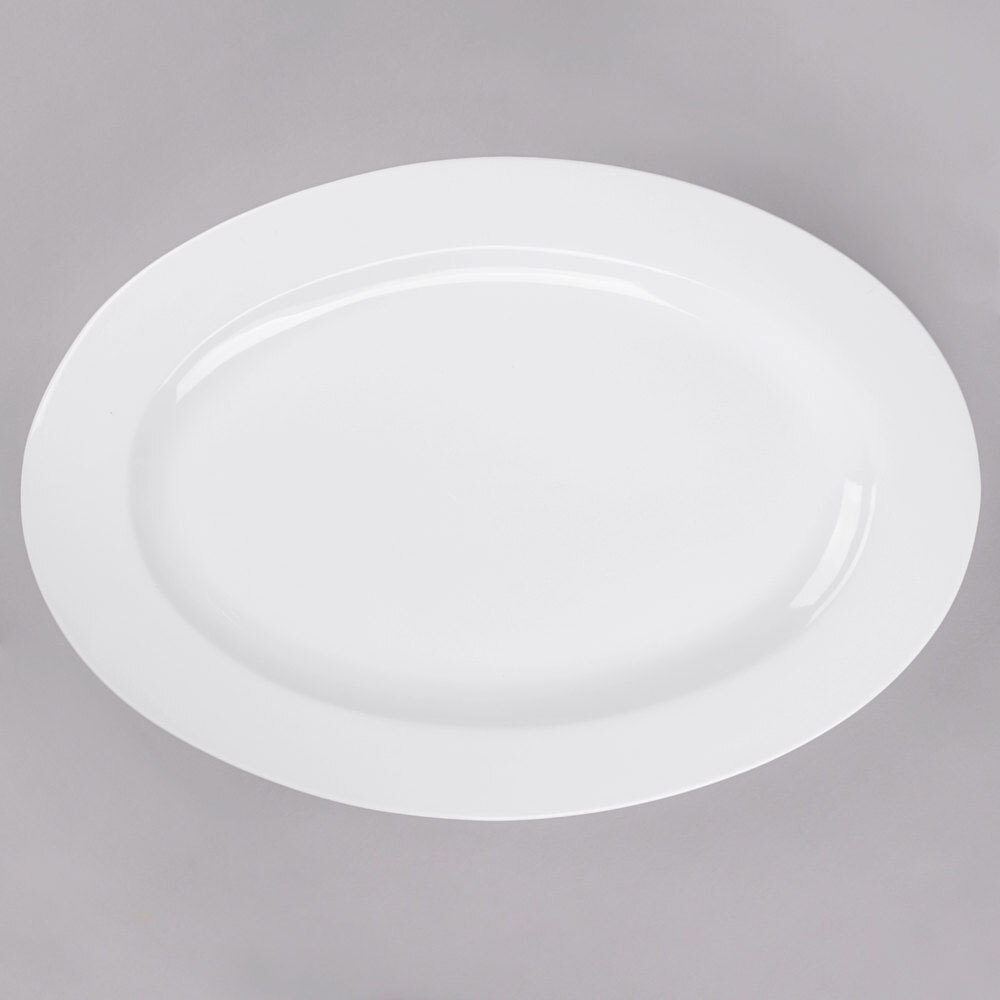 10 Strawberry Street WTR-22OV Whittier 22" x 15 1/8" White Oval Porcelain Platter - 2/Case