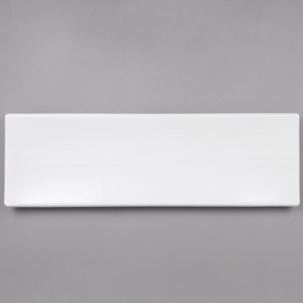Tablecraft M206 Frostone 20" x 6" White Rectangular Melamine Tray