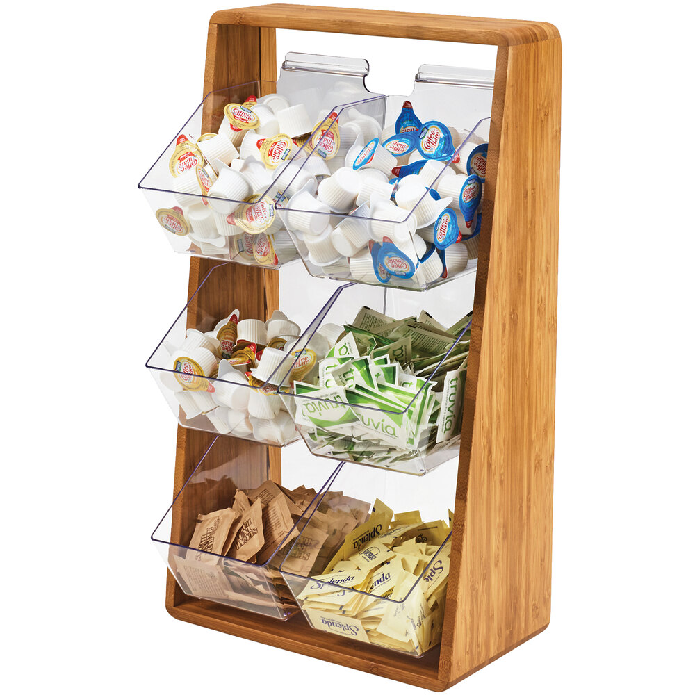 Cal-Mil 3569-6-60 Bamboo Condiment Holder with Removable Plastic Compartments - 13 1/4" x 7" x 23 1/4"