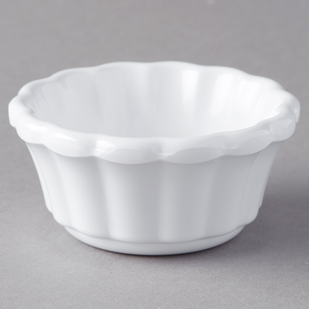Carlisle 4394402 3 oz. White Scalloped Melamine Ramekin - 48/Case
