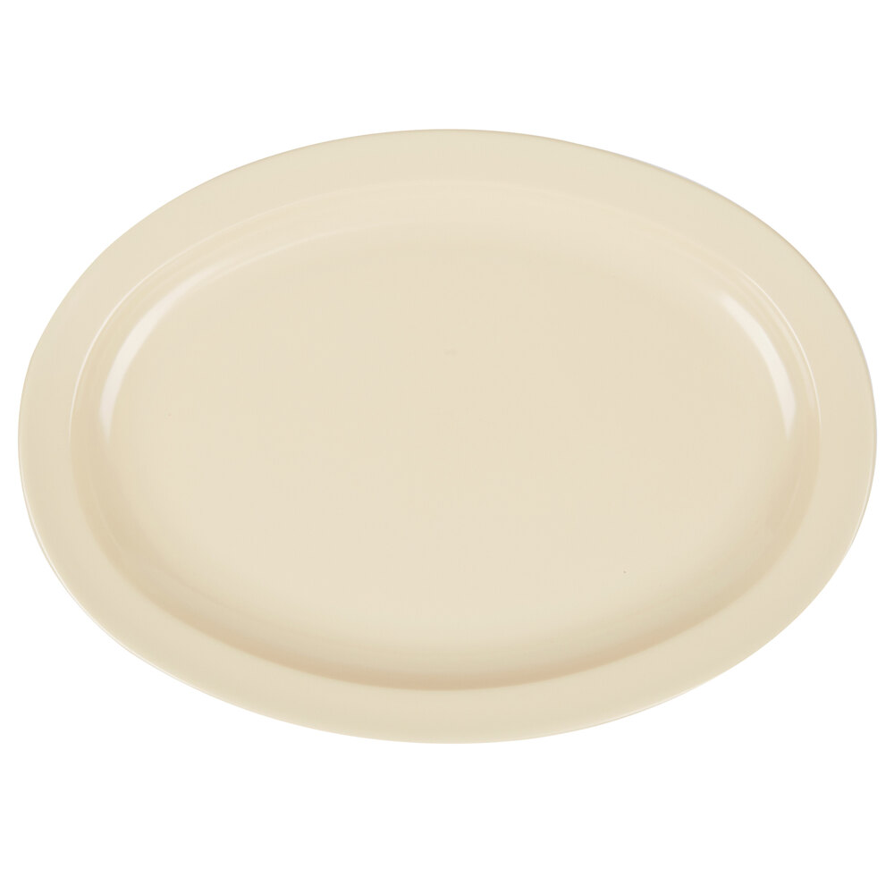 Carlisle KL12625 Kingline 13 1/2" x 9 3/4" x 1 3/16" Tan Oval Platter - 12/Case
