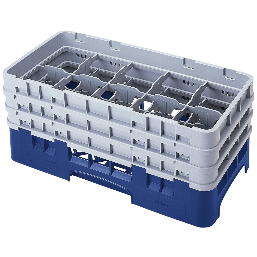 Cambro 10HS638186 Navy Blue Camrack Customizable 10 Compartment 6 7/8" Half Size Glass Rack