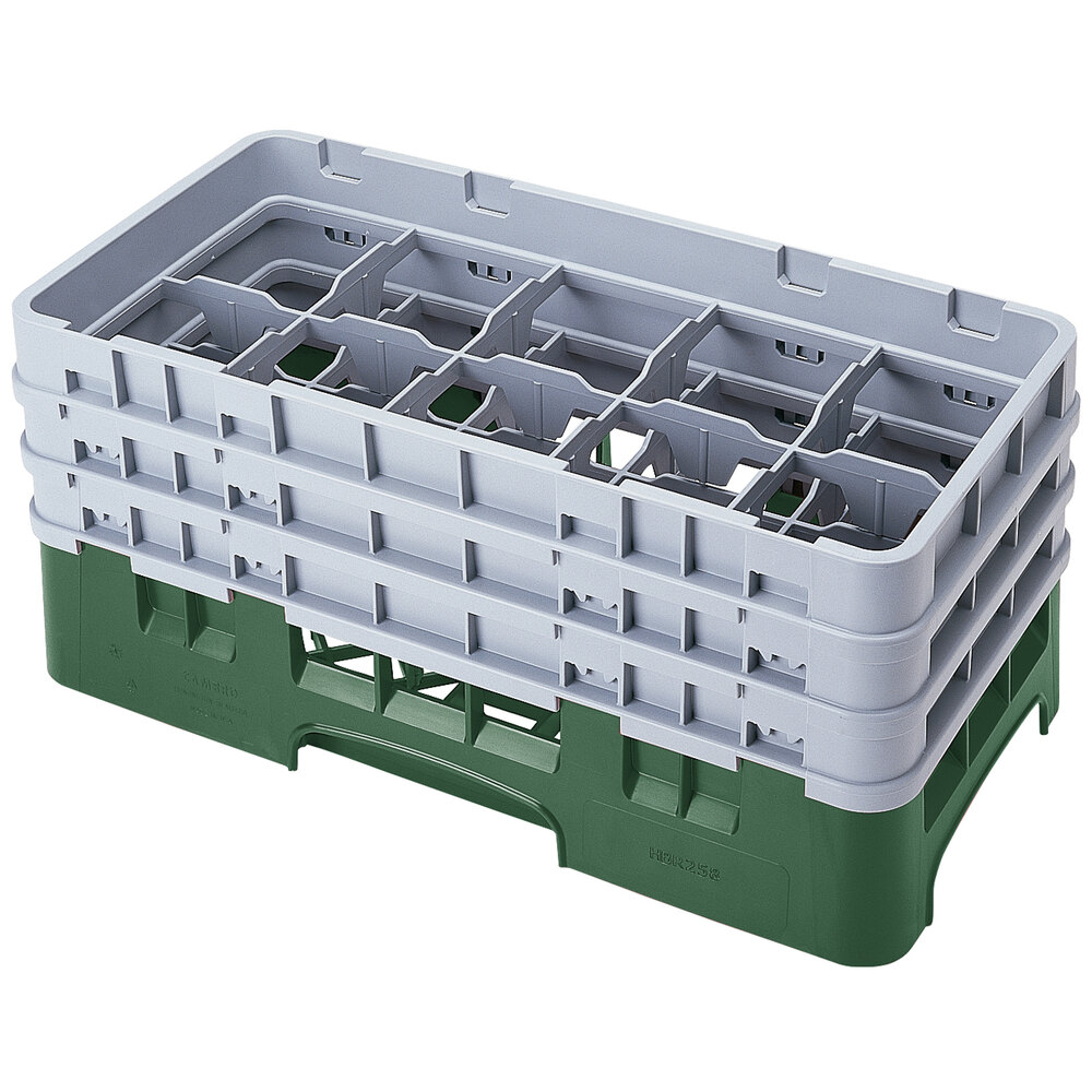 Cambro 10HS638119 Sherwood Green Camrack Customizable 10 Compartment 6 7/8" Half Size Glass Rack