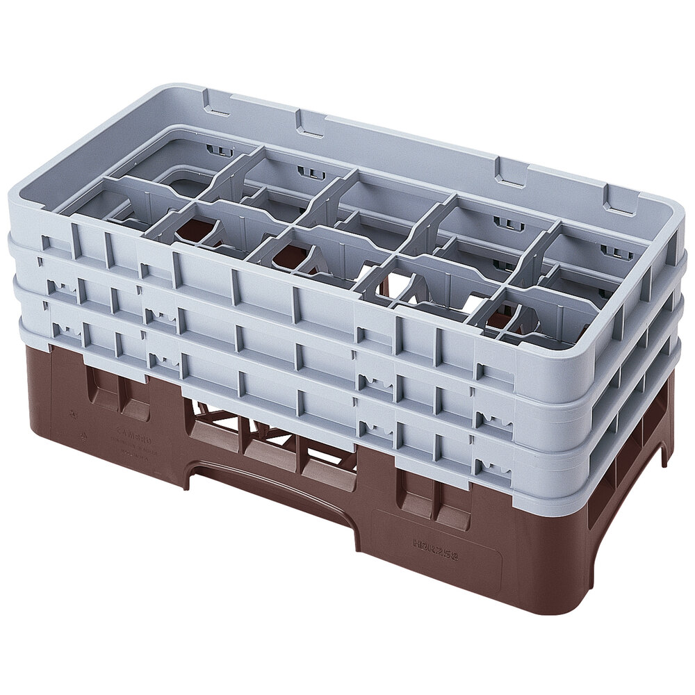 Cambro 10HS638167 Brown Camrack Customizable 10 Compartment 6 7/8" Half Size Glass Rack