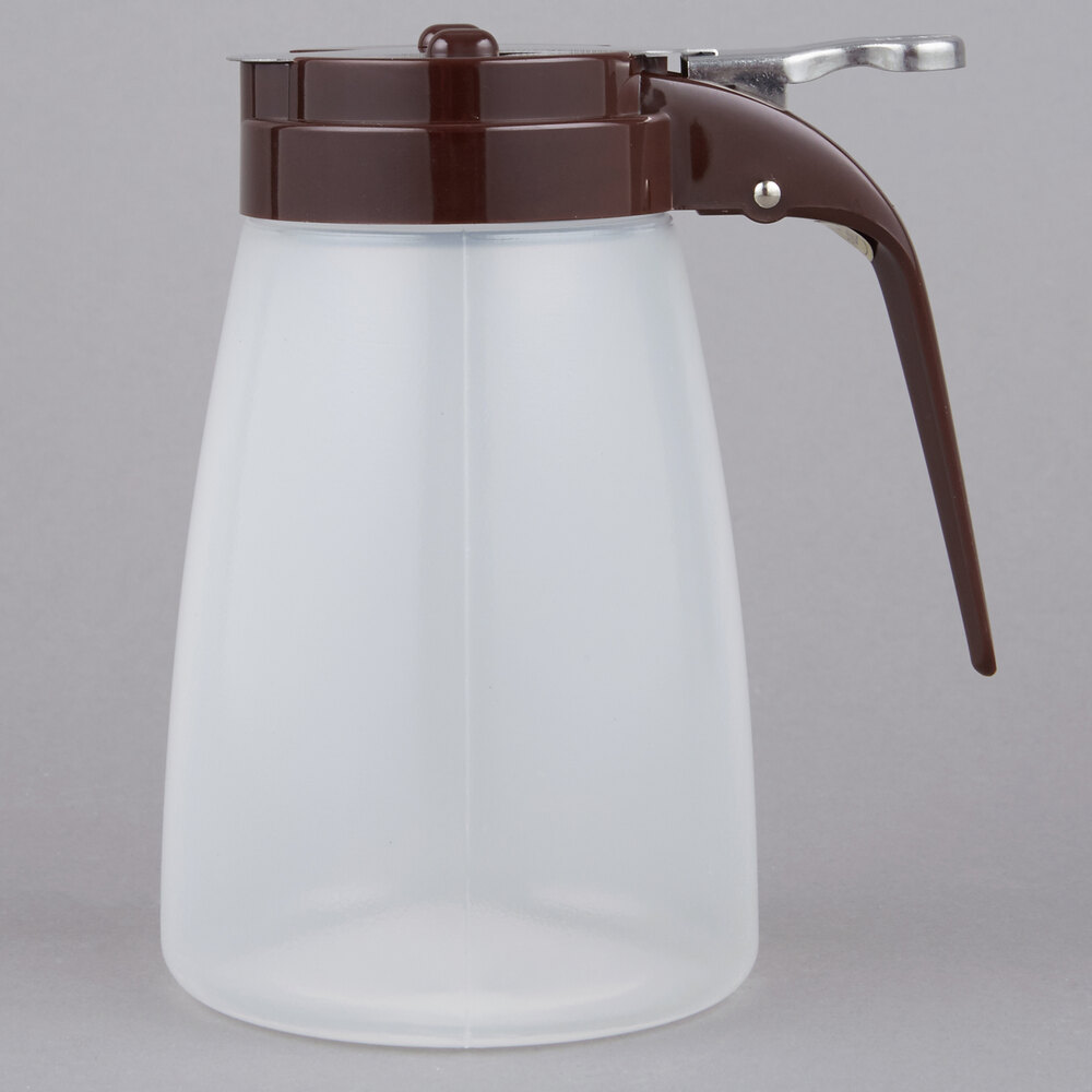 Tablecraft PP10B 10 oz. Polypropylene Syrup Dispenser with Brown ABS Top - 12/Pack
