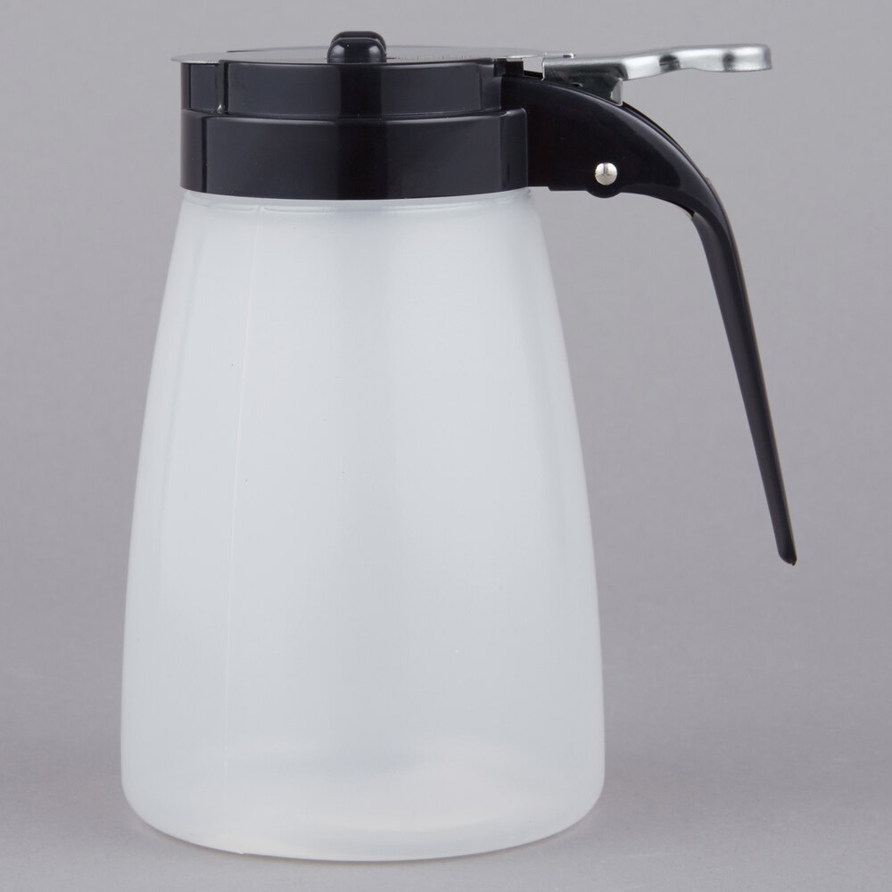 Tablecraft PP10BK 10 oz. Modern Polypropylene Dispenser with Black ABS Top - 12/Pack