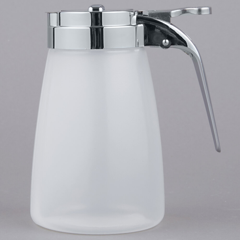 Tablecraft PP10CP 10 oz. Polypropylene Modern Syrup Dispenser with Chrome Plated ABS Top - 12/Pack