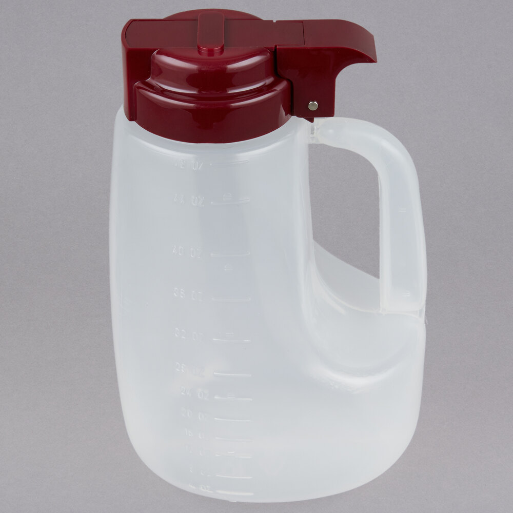 Tablecraft PP48M Option 48 oz. Dispenser Jar with Maroon Top